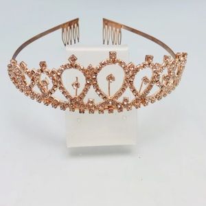 Rose Gold Tiara with FREE Rhinestone Pin